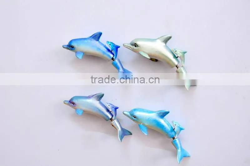 5.5 inch Plastic Pearl Powder Dolphin Fridge For Magnets, Beach Souvenir Magnet