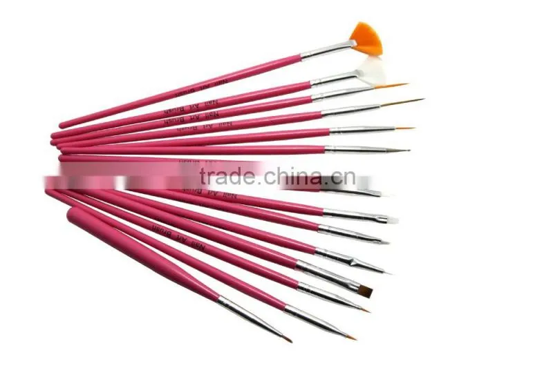 3 Colors Nail Art 15 Pcs Gel Design Pen Painting Brush Set Draw Flowers Dot Tips