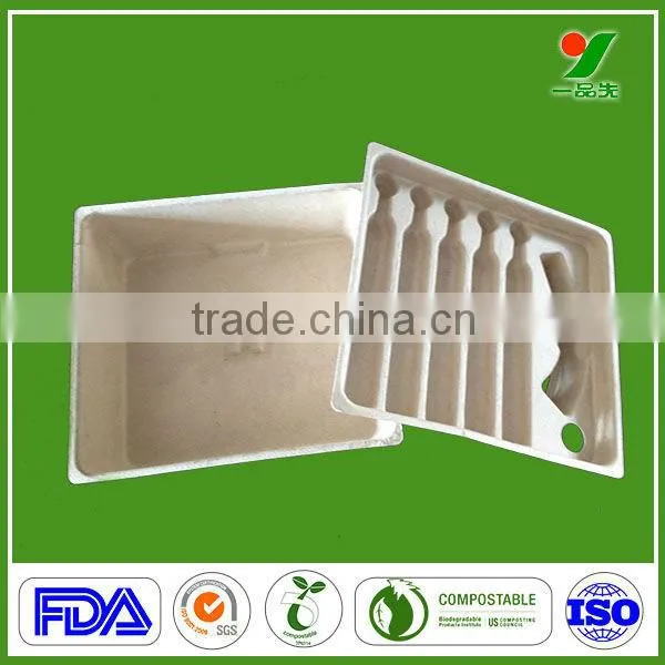 China manufacturer new design high quality biodegradable bagasse pulp anti-knock packaging trays for electronic component