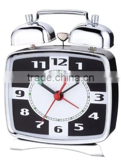 Square metal mechanical alarm clock, table clock