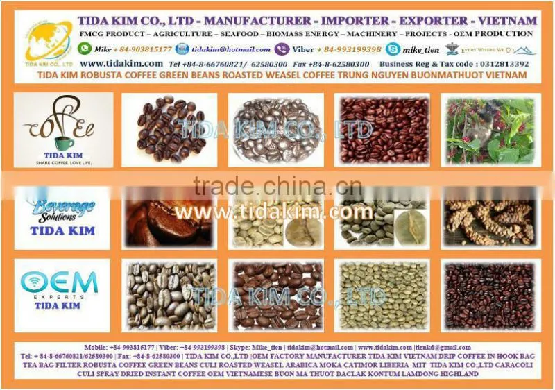 100% ROASTED ARABICA - INSTANT COFFEE - OEM MANUFACTURER TIDA KIM - COFFEE BEAN