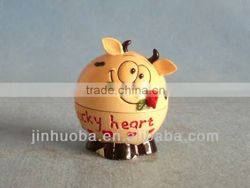 Resin cartoon cow coin box