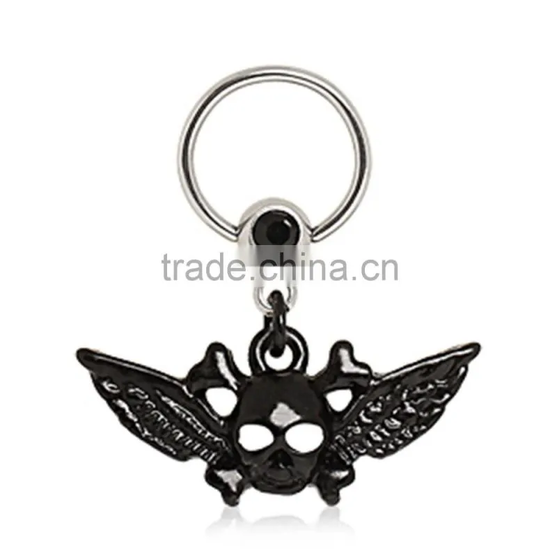 Black Skull With Wings Stainless Steel BCR
