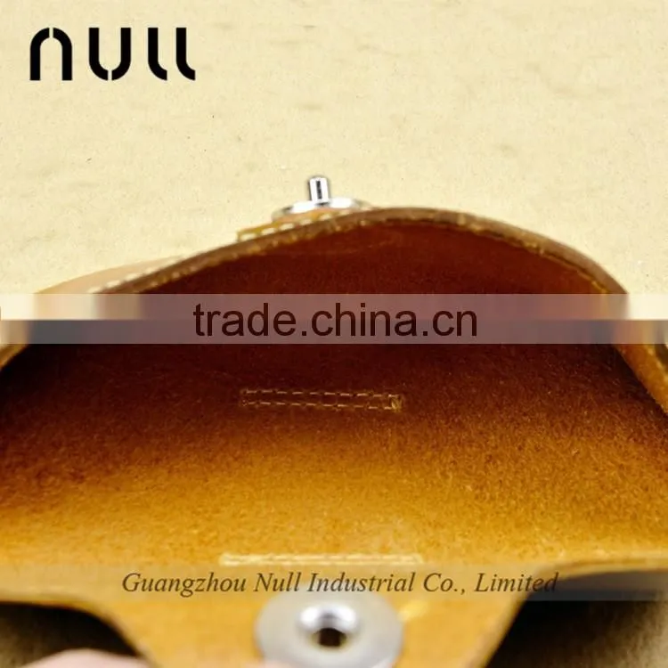 brown color portable genuine leather glasses case with buckle