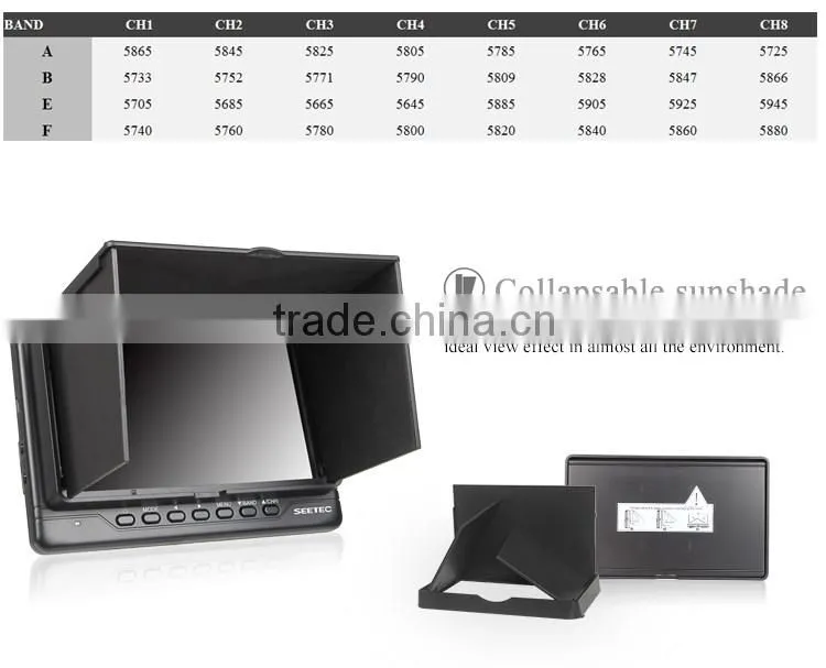 7 inch wireless audio video transmitter receiver lcd monitor built in battery 32 ch 5.8g drone parts