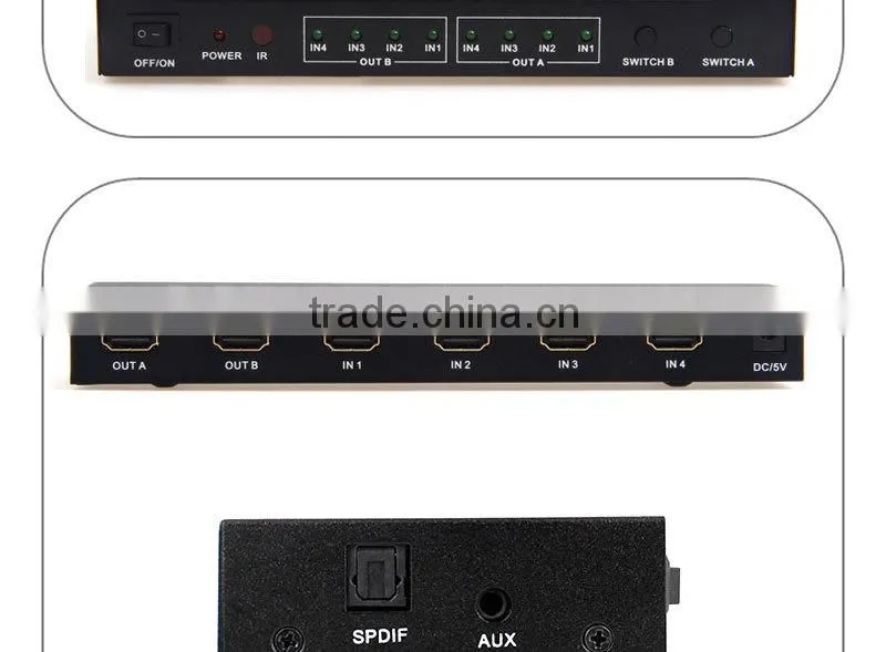 4x2 1080P HDMI Matrix Selector Switch Switcher Splitter w/ Analog Stereo output
