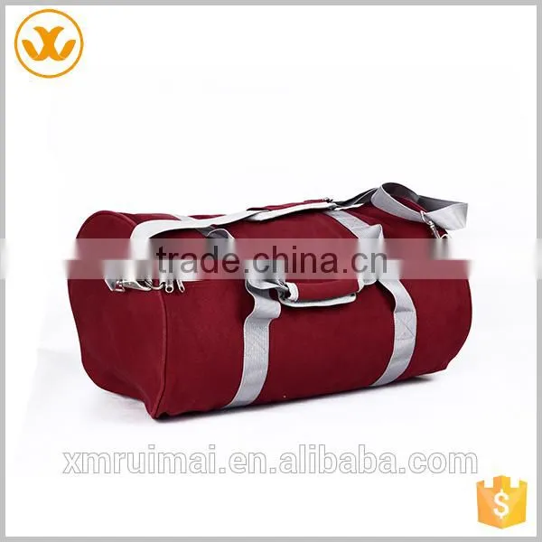 China wholesale shoulder strap red canvas cylinder shape sports bag