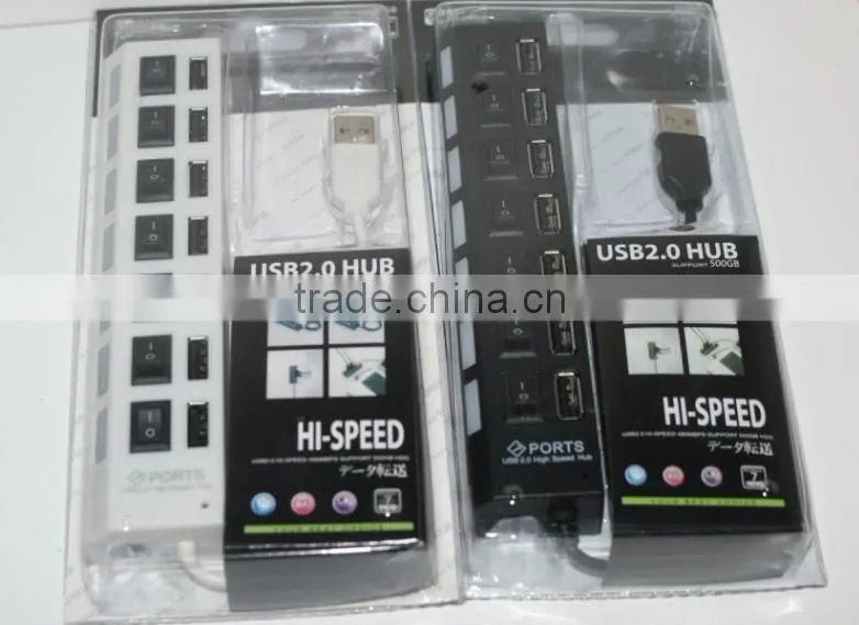ABS Material 7-Port USB 2.0 Charger Hub with On/Off Switch