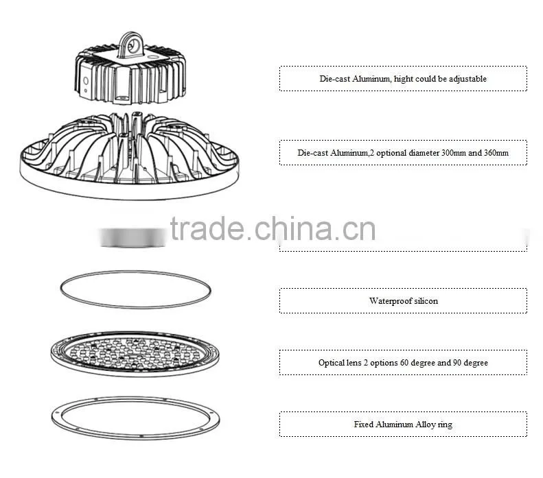 2016 new product 200W LED Highbay Cast Aluminm 3 years warranty round black high bay