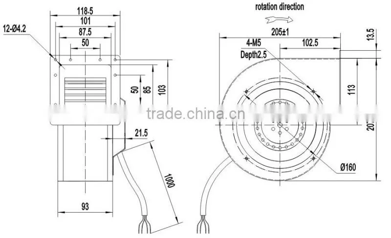 AC Housing Centrifugal fan Diameter 150MM / AC Blower Fan 150mm