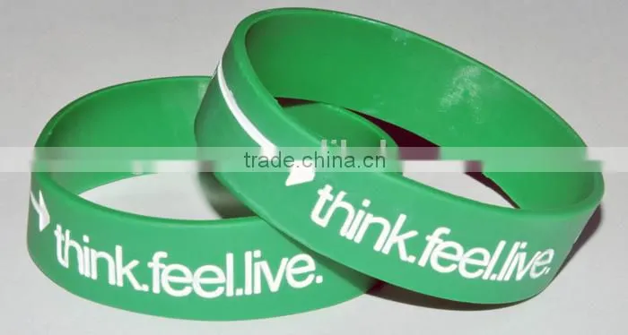 3/4 Inch Silicone Bracelets debossed color filled Silicone Wristband
