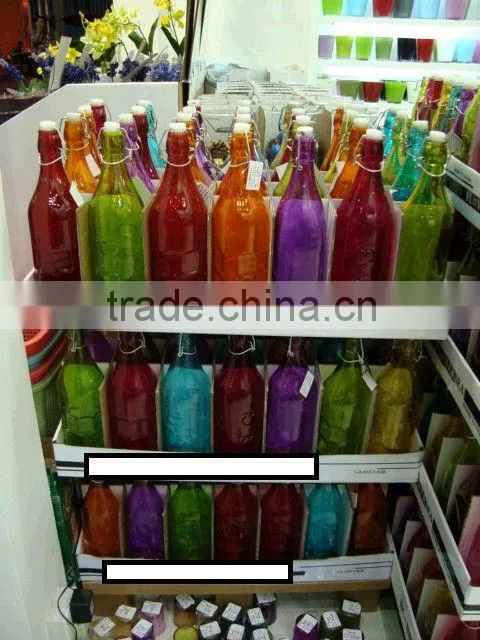 popular glass colored water bottle with wood stopper