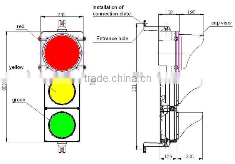 200mm &300mm 3setcions Traffic signal head