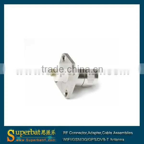 f connector cable 4 Hole Panel Mount Plug with extended dielectric&solder post