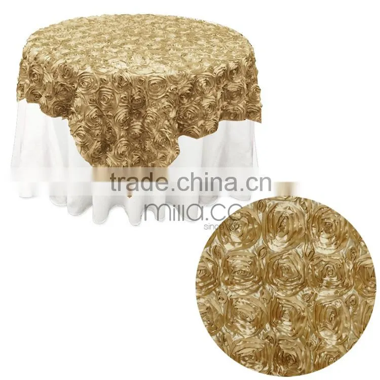 Rosette Satin Tablecloth Rose Wedding Cake Table Overlay
