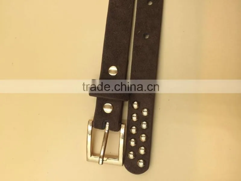 sued effect belt with gold color rivets