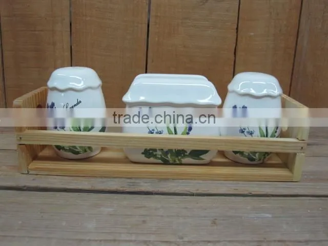 New lavender design ceramic condiment set tableware full condiment set