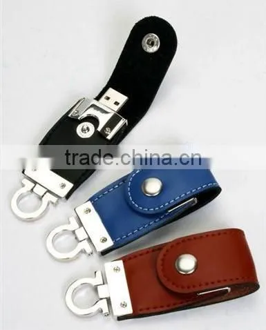 wholesale leather usb pendrive with free keyring and logo printing