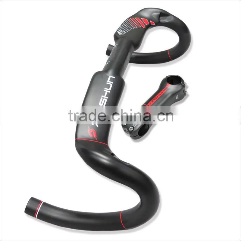 2016 xinshun mountain bikes carbon handlebar mtb road bike accessories bicycle parts grips with stem BH2120