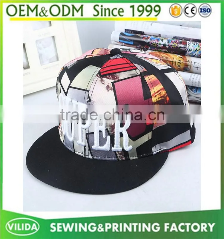 New Fashion Unisex Hip Hop Sublimation 100% Polyester Snapback Cap Wholesale