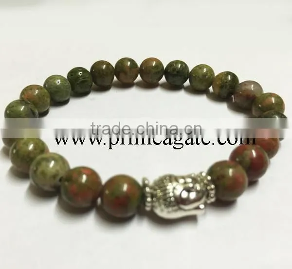 Unakite Stretchable Hot Selling colorful hot sale agate Buddha bracelet