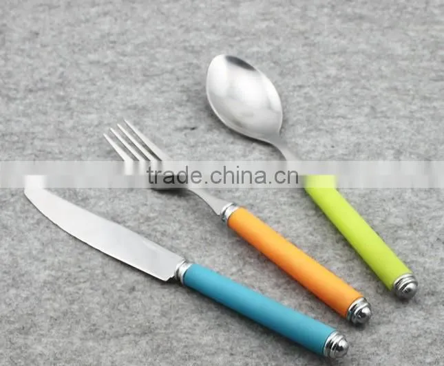 3pcs color handle stainless steel cutlery set