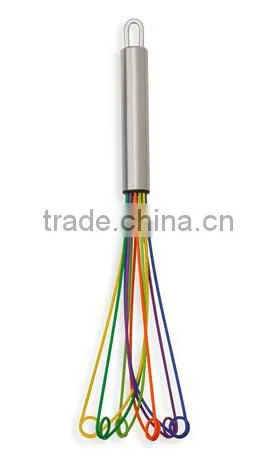 Food Grade Colorful Silicone Egg Whisk with Stainless Steel Handle