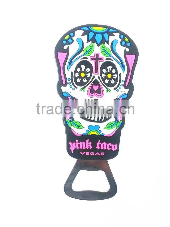 China Wholesale Sugar Skull Fridge Magnet Bottle Opener/ Beer Bottle Opener