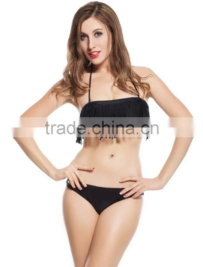Guaranteed quality hot mature women sexy tassel swimwear halter fringe bikini