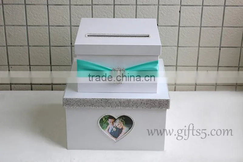 The money box with heart shape photo frame in handmade