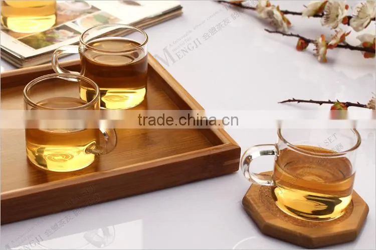 Glass Tea Saucer/Bamboo Saucer Coaster/Bamboo Tea Serving Tray
