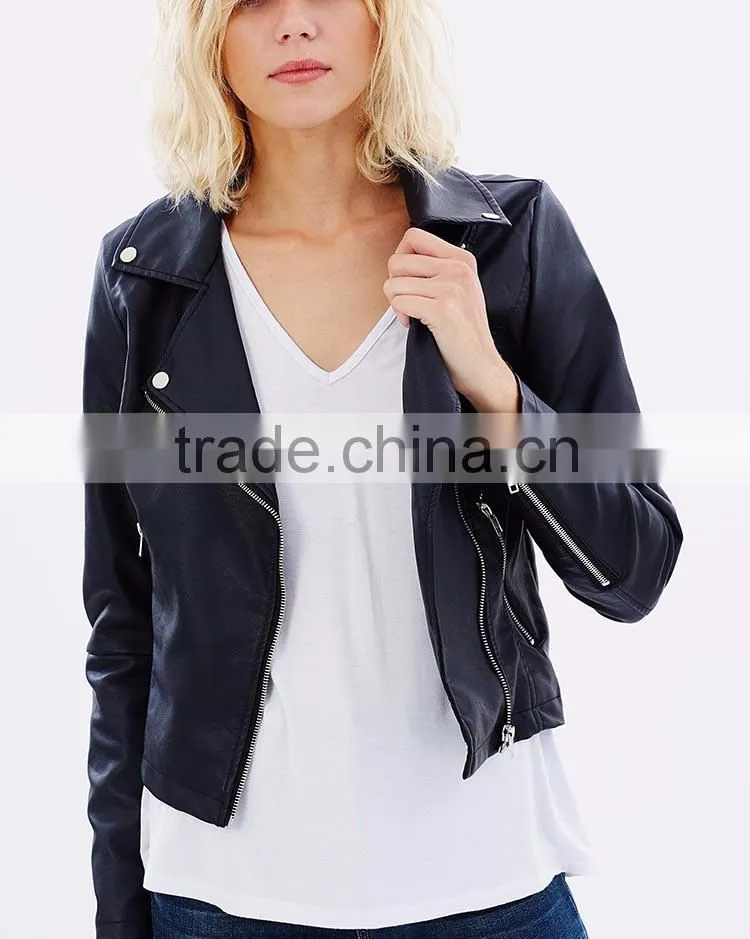 OEM wholesale Hi-end strechable Pu Custom woman fall coat jacket new clothes
