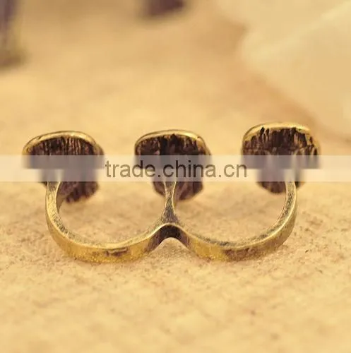 Fashion jewelry dual ring human skeleton wedding rings