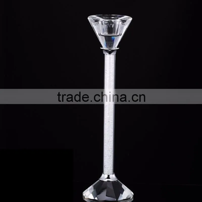 Wholesale twisted hollow stem glass crystal candle holder for wedding decoration