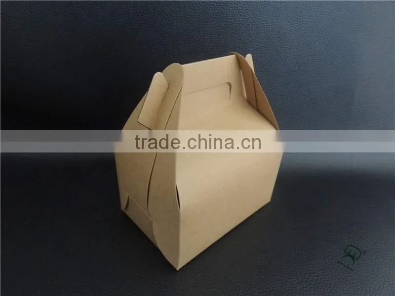 Fancy design kraft paper cake packing box with handle