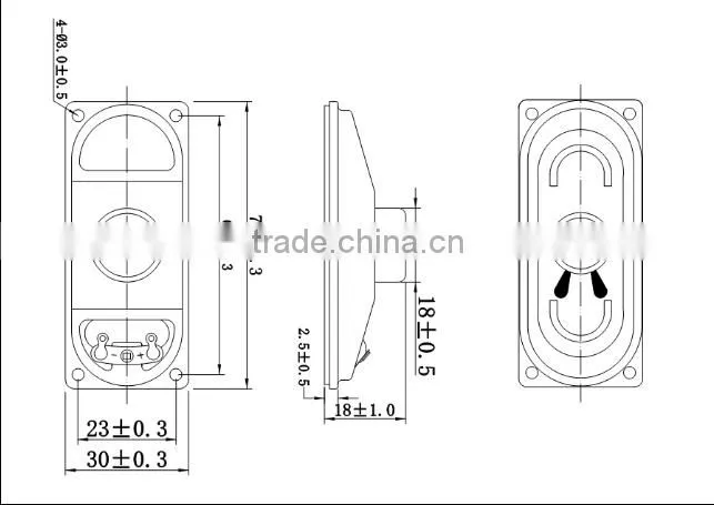 Rectangular shape 30x70mm 4ohm 5w slim tv speakers
