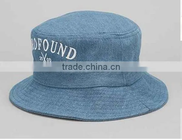 2014 Hot Sale Embroidery Jeans Style navy blue Bucket Hat
