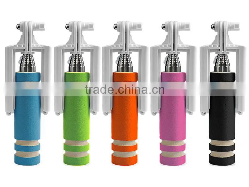 Wholesale factory cable take pole with cable NO need bluetooth No need charger Selfie stick