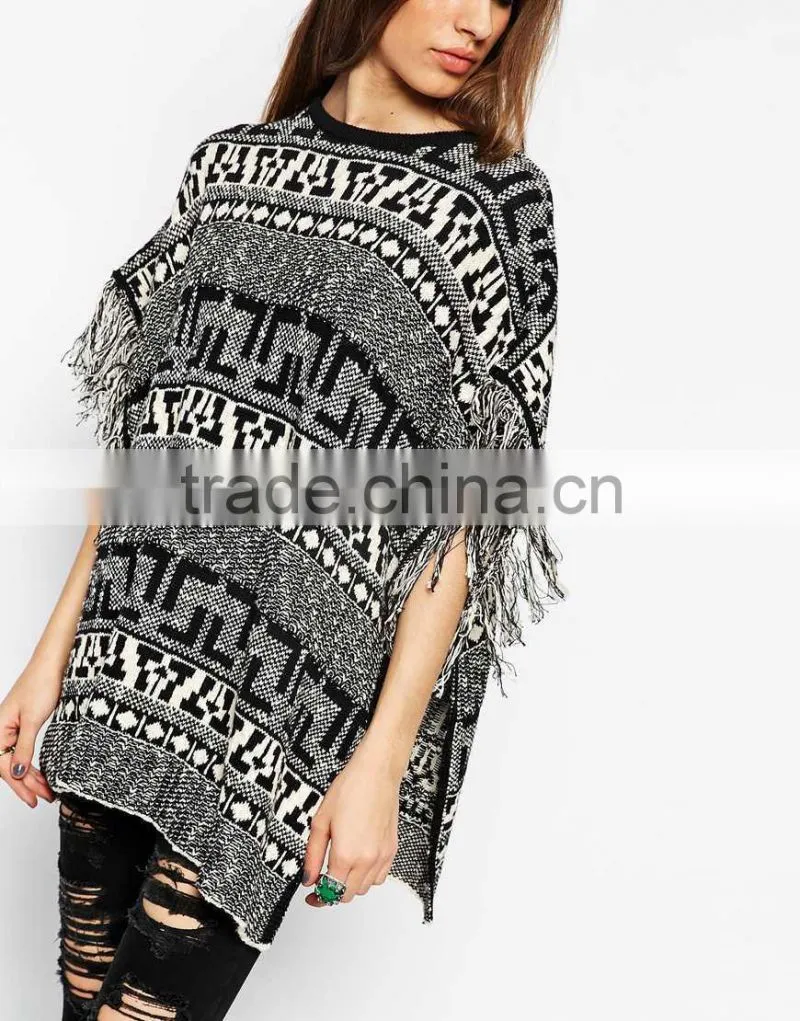 2015 high latest fashion design Wool shawl with fringes