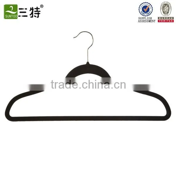 plastic velvet flocked hanger with Logo