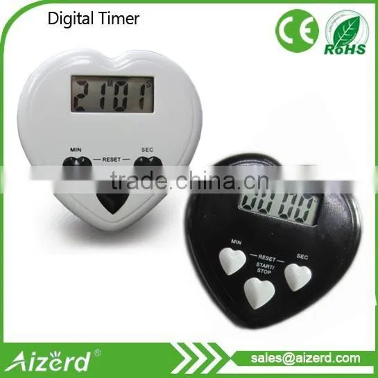 Heart-shaped digital timer with magnet and bracket at back