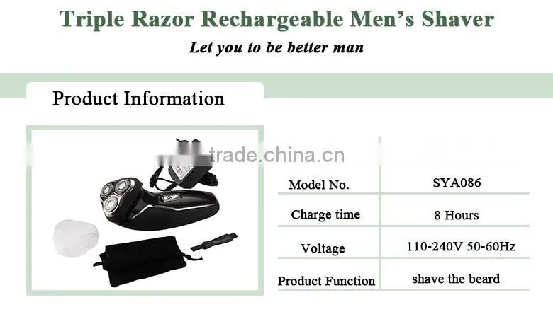 hot selling electric rechargeable led Rechargeable Electric Shaver for Men with Dual Blade Trimmer waterproof made in china