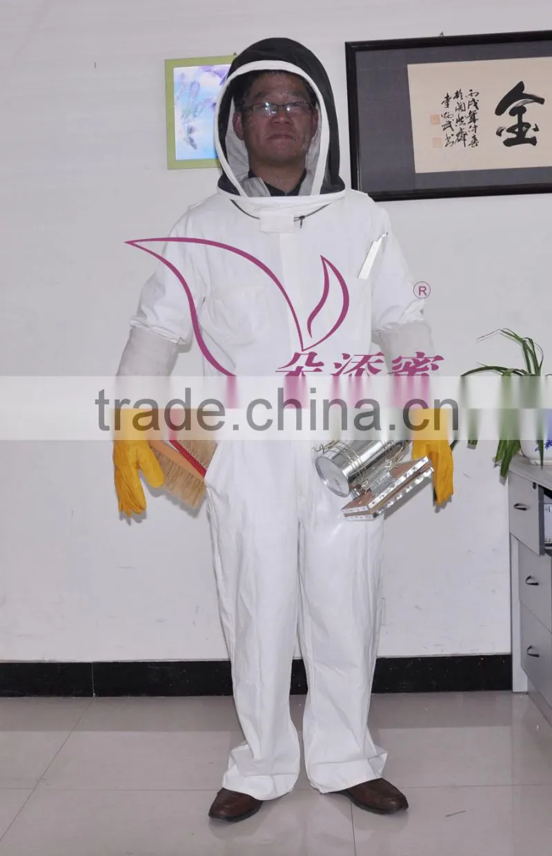 100% cotton beekeeping coverall hooded bee suits/beekeeping suits