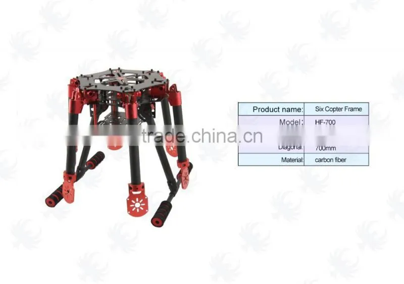 700mm 3K Carbon Fiber Self-lock Umbrella Folding-arm Hexacopter Frame Kit with Landing Gear for RC Multicopter FPV