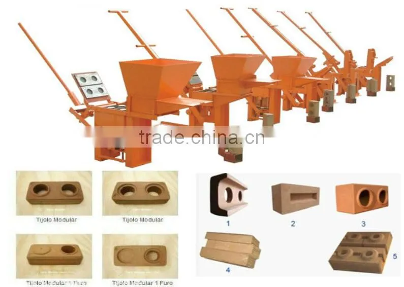 clay solid interlocking block/brick making machine, manual interlocking brick making machine,qmr2-40 manual brick making machine