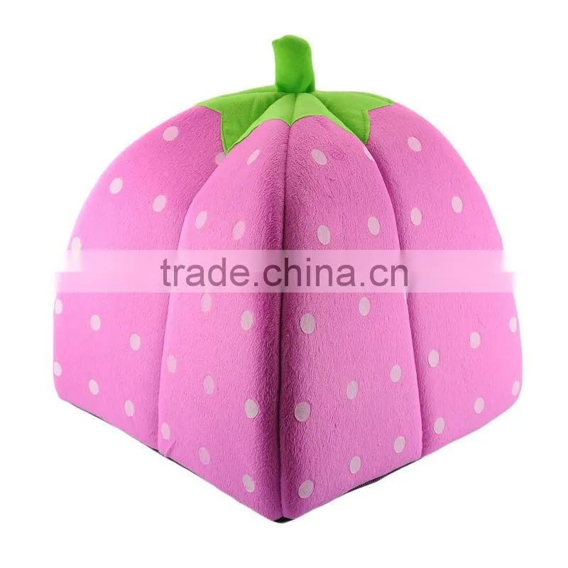 New Arrival Foldable Strawberry Shape Sponge Cut Dog Cat pet Tent Bed