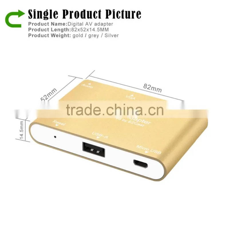 1080P HDMI And VGA+Audio Dual Display Converter Digital AV Multiport Adapter Golden