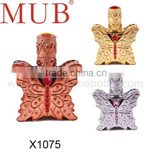 trapezoid style Metal alloy antique perfume bottle