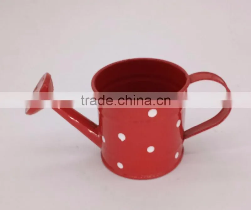 cheap modern style colorful garden & home decorative small mini custom teapot metal watering can with white dot