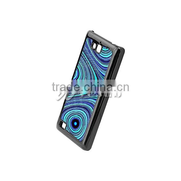 Guangzhou 2D Sublimation Custom Printed Black Color Silicone Plastic Phone Case With Aluminum Sheet For Huawei Honor 3C